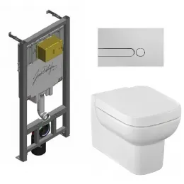 Комплект унитаза с инсталляцией Replay с клавишей хром, с микролифтом, с кнопкой E29025-NF-M10 Jacob Delafon