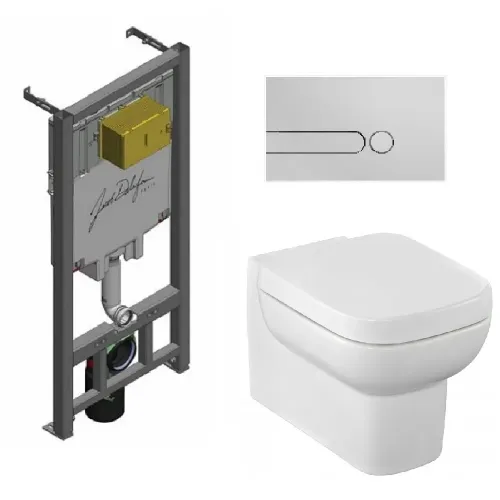Комплект унитаза с инсталляцией Replay с клавишей хром, с микролифтом, с кнопкой E29025-NF-M10 Jacob Delafon