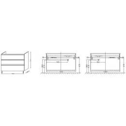 Модуль под раковину Vox 100х46х73,5 см, светло-коричневый блестящий, для левосторонней раковины, 3 выдвижных ящика, встроенные ручки EB2045-RA-G80 Jacob Delafon