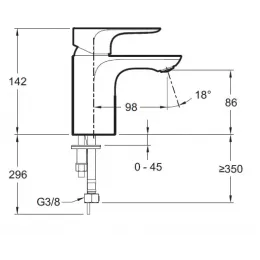 Смеситель для умывальника Aleo быстрая установка, неповоротный излив, без донного клапана E72277-4-CP Jacob Delafon