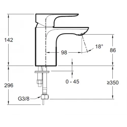 Смеситель для умывальника Aleo быстрая установка, неповоротный излив, без донного клапана E72277-4-CP Jacob Delafon