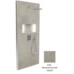 Душевой сет со стеновой панелью Ecrin 100х233,5 см, металлический серый, квадратная лейка, подсветка, термостат, верхний душ, с лейкой E803021-D36 Jacob Delafon