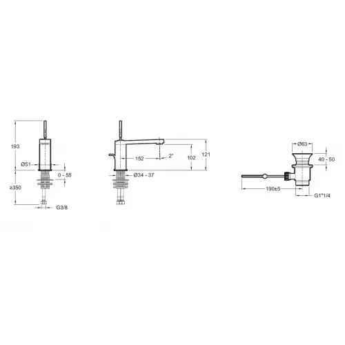 Смеситель для умывальника Composed титан, высота излива 193 мм, неповоротный излив, с донным клапаном E73158-TT Jacob Delafon