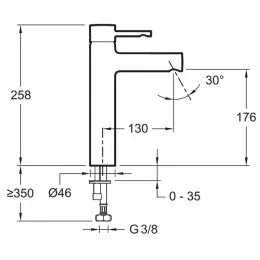Смеситель для умывальника Cuff неповоротный излив, без донного клапана E98299-CP Jacob Delafon
