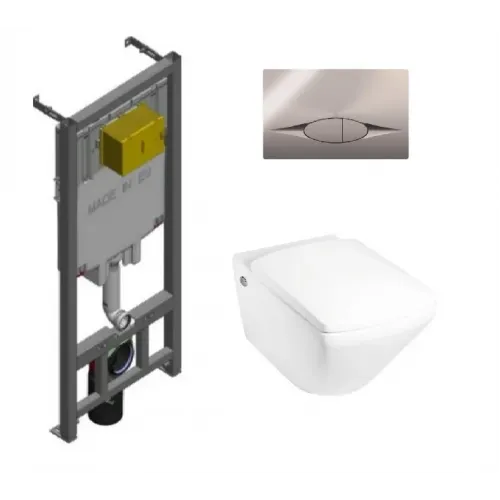 Комплект унитаза с инсталляцией Escale клавиша хром, с микролифтом, с кнопкой Set ESCALE E29025-NF Jacob Delafon