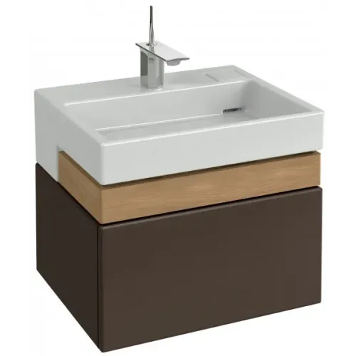 Модуль с раковиной Terrace 60 см, серый антрацит блестящий, 1 ящичек для аксессуаров, 1 выдвижной ящик, подвесной монтаж, система push-to-open EXE112-00+EB1185-442 Jacob Delafon