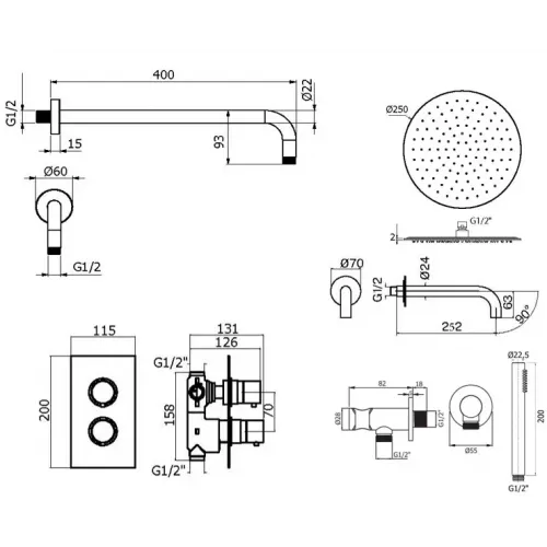 Комплект для ванны Plumberia Selection IXO KITXOT19QNO260