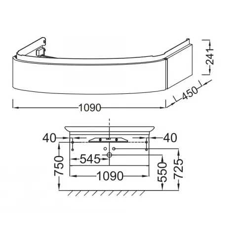 Модуль с раковиной Presqu'ile 130 см, 1 ящик, плавное закрывание, белый блестящий лак, подвесной монтаж E4435-00+EB1101-G1C Jacob Delafon