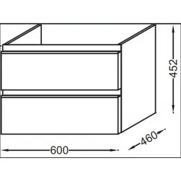Модуль с раковиной Vox 60 см, черное дерево, без столешницы, 2 ящика, подвесной монтаж EXAF112-Z-00+EB2030-RA-E15 Jacob Delafon