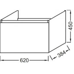 Модуль с раковиной Odeon Up 65 см, серый дуб, с правым крылом, с 1 выдвижным ящиком, подвесной монтаж E4757G-00+EB886-E71 Jacob Delafon