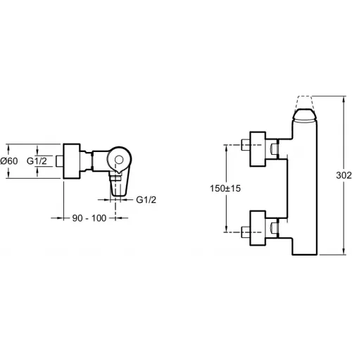 Настенный смеситель без излива Avid полированный, никель, без лейки E97368-BN Jacob Delafon