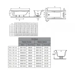 Акриловая ванна Odeon Up 170х70 см E6080-00 Jacob Delafon
