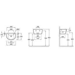 Подвесная раковина Ove 46х34,5х11,5 см, санфарфор E1567-00 Jacob Delafon