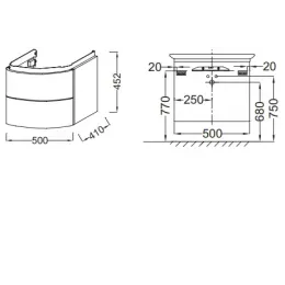 Модуль под раковину Presqu'ile 50х41х45,2 см, матовый оливковый, 2 выдвижных ящика EB1102-M47 Jacob Delafon