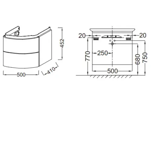 Модуль под раковину Presqu'ile 50х41х45,2 см, матовый оливковый, 2 выдвижных ящика EB1102-M47 Jacob Delafon