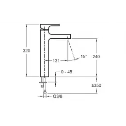 Высокий смеситель на столешницу Strayt 24 см, неповоротный излив, без донного клапана E98340-CP Jacob Delafon