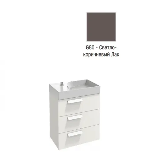 Модуль с раковиной Rythmik 60 см, 3 ящика, светло-коричневый блестящий, столешница слева, подвесной монтаж EXR112-Z-00+EB1306-G80 Jacob Delafon