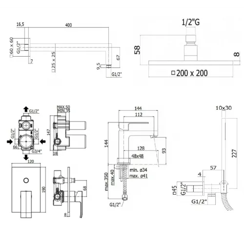 Комплект для душа PAFFONI Elle KITEL015CR071