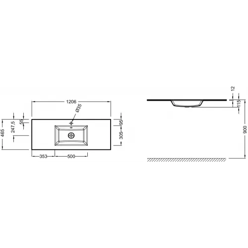 Мебельная раковина Vox 120,6х46,5 см, глянцевый коричневый EB2101-DD4 Jacob Delafon