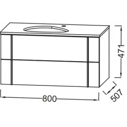 Модуль с раковиной Nouvelle Vague 80 см, коричневая кожа, подвесной монтаж EB3039-NR2+EVI002-MG2 Jacob Delafon
