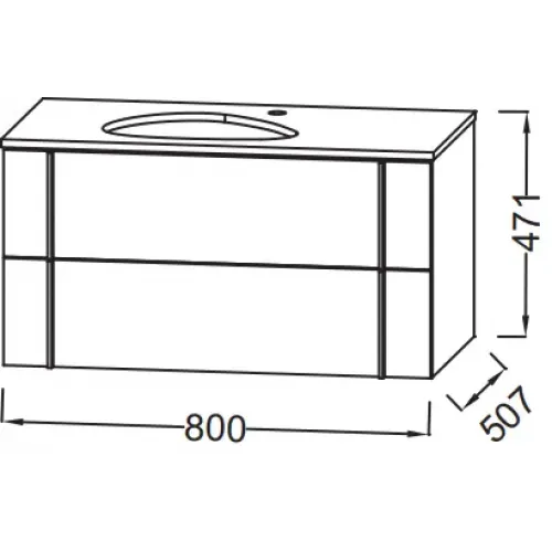 Модуль с раковиной Nouvelle Vague 80 см, коричневая кожа, подвесной монтаж EB3039-NR2+EVI002-MG2 Jacob Delafon