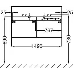 Модуль под раковину Terrace 150х48х38 см, 3 ящика, жасмин глянцевый, система push-to-open EB1189-G1D-G1D Jacob Delafon