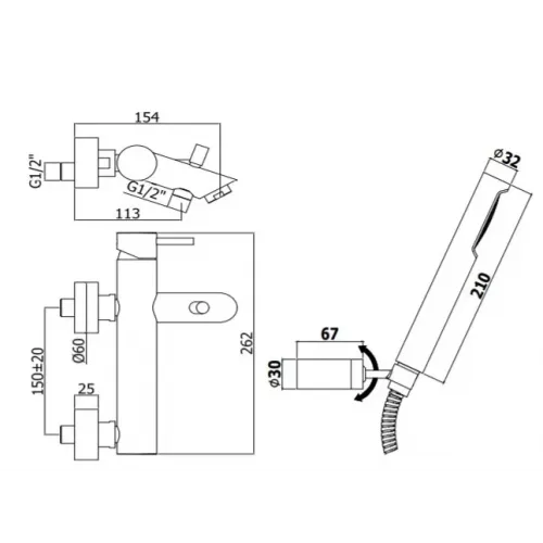 Смеситель для ванны с душем Paffoni Light LIG023BO