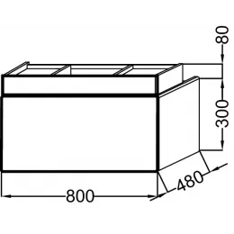 Модуль под раковину Terrace 80х48х38 см, 2 розетки, белый глянцевый, верхний ящик из цельного дерева, система push-to-open EB1731RU-G1C Jacob Delafon