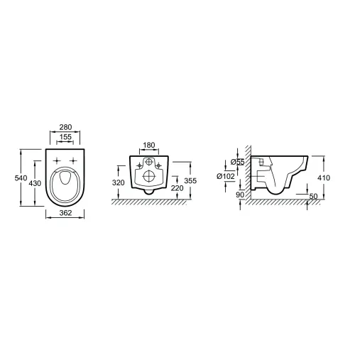 Комплект унитаза с инсталляцией Odeon Rive Gauche глубина унитаза 54см, клавиша хром глянец, с микролифтом, безободковый, быстросъемное E21745RU-00 Jacob Delafon