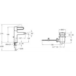 Смеситель для биде Odeon Rive Gauche ручка - черный матовый, с донным клапаном E21033-BLV-CP Jacob Delafon