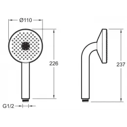 Душевая лейка Nouvelle Vague серый/хром матовый, 2 режима, без шланга E27796-CAT Jacob Delafon