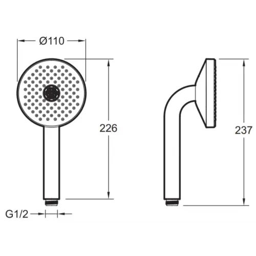 Душевая лейка Nouvelle Vague серый/хром матовый, 2 режима, без шланга E27796-CAT Jacob Delafon