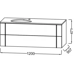 Модуль под раковину Nouvelle Vague 120х50,7х47,1 см, 2 ящика, белый глянцевый меламин EB3041-N18 Jacob Delafon