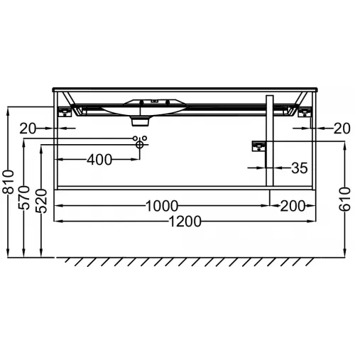 Модуль под раковину Nouvelle Vague 120х50,7х45,5 см, 2 ящика + 1 боковой ящик, аквамарин матовый EB3036-M43 Jacob Delafon