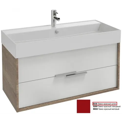Модуль под раковину Vivienne 99,9х46х45,2 см, 2 ящика, корпус дуб табак/ фасад темно-красный сатин EB1585-E52-S08 Jacob Delafon