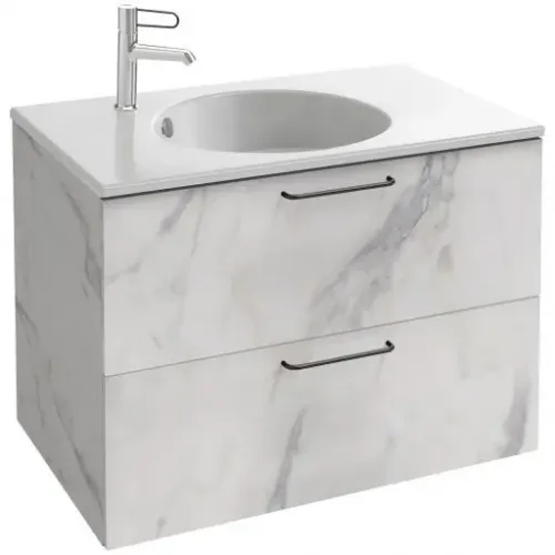 Модуль под раковину Odeon Rive Gauche 80х50,8х56,8 см, белый мрамор, ручки чёрные, 2 ящика EB2522-R9-NR4 Jacob Delafon