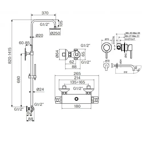 Комплект для душа Plumberia Selection IXO KITXO6302NO210