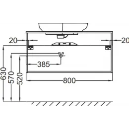 Модуль с раковиной Nouvelle Vague 80 см, коричневая кожа, подвесной монтаж EB3039-NR2+EVI002-MG2 Jacob Delafon