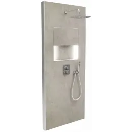 Душевой сет со стеновой панелью Ecrin 100х233,5 см, облачно-серый, квадратная лейка, подсветка, термостат, верхний душ, с лейкой E803021-D35 Jacob Delafon