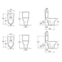 Унитаз-компакт Odeon Up 41х67 см, нижняя подводка, горизонтальный выпуск, без сиденья 4956CK-00+E4740-00 Jacob Delafon