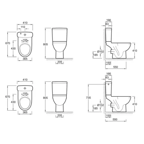 Унитаз-компакт Odeon Up 41х67 см, нижняя подводка, горизонтальный выпуск, без сиденья 4956CK-00+E4740-00 Jacob Delafon