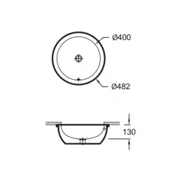 Встраиваемая сверху раковина Vox 48х48 см, с переливным отверстием в передней части, санфарфор EYL102-00 Jacob Delafon