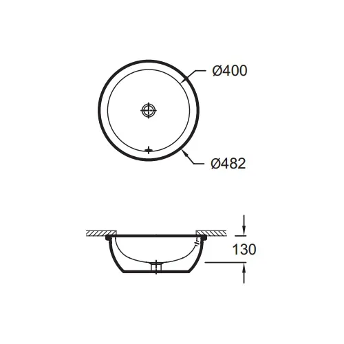 Встраиваемая сверху раковина Vox 48х48 см, с переливным отверстием в передней части, санфарфор EYL102-00 Jacob Delafon