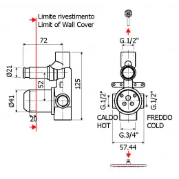 Внутренняя часть смесителя для душа Plumberia Selection INT0036CS