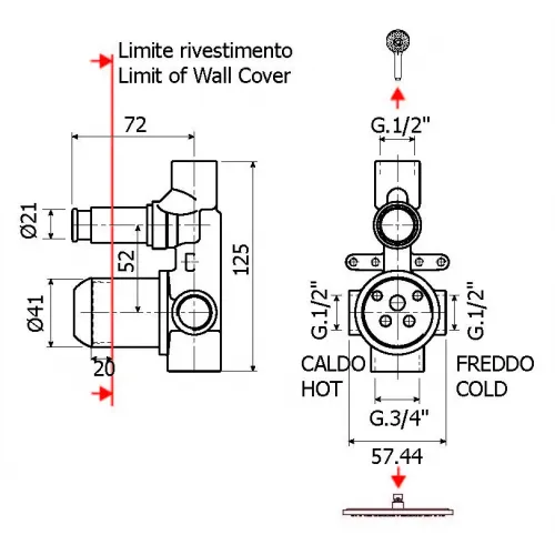 Внутренняя часть смесителя для душа Plumberia Selection INT0036CS