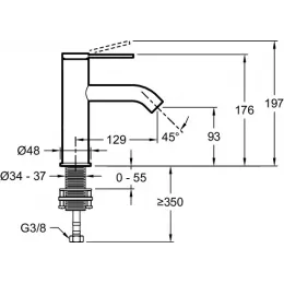 Смеситель для умывальника Grands Boulevards неповоротный излив, без донного клапана E77958-4AND-CP Jacob Delafon