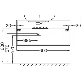 Модуль с раковиной Nouvelle Vague 80 см, фактурный дуб, 2 ящика с доводчиком, с отверстием перелива, подвесной монтаж EB3039-E73+EVI102-00 Jacob Delafon