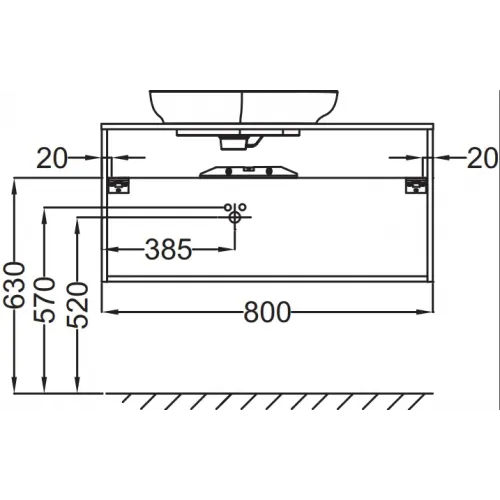 Модуль с раковиной Nouvelle Vague 80 см, фактурный дуб, 2 ящика с доводчиком, с отверстием перелива, подвесной монтаж EB3039-E73+EVI102-00 Jacob Delafon