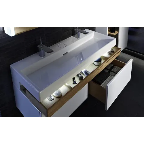 Комплект мебели для ванной Terrace 120 см, блестящий белый лак, подвесной монтаж, с подсветкой EB1183-NF+EB1188-G1C+EXB9112-00 Jacob Delafon