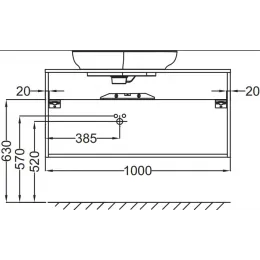 Модуль с раковиной Nouvelle Vague 100 см, белый меламин, 2 ящика с доводчиком, серая раковина, без переливного отверстия, подвесной монтаж EB3040-N18+EVI002-MG2 Jacob Delafon